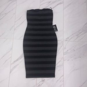Express Striped Strapless Dress